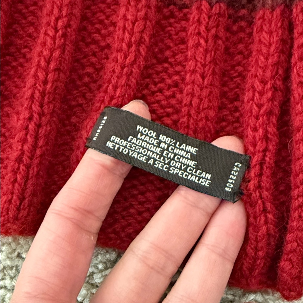 COACH Red Ribbed Knit Scarf - Picture 3 of 3